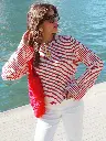 Pull marinière MANILLA blanc/rouge