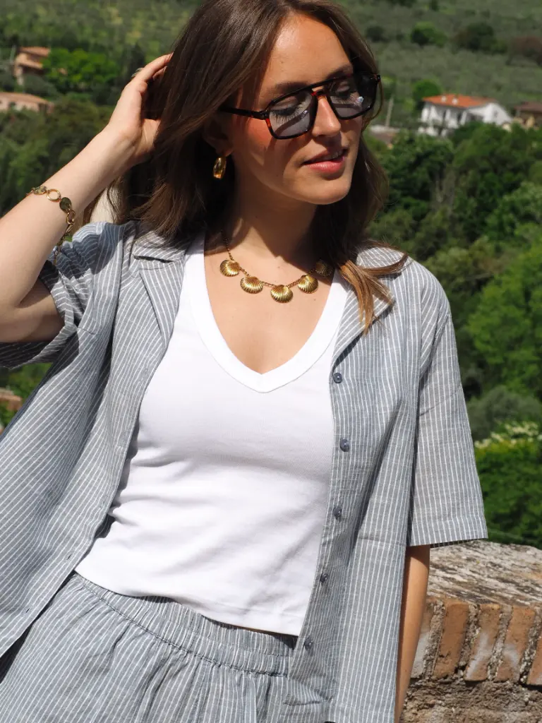 Chemisier APIA rayé/bleu