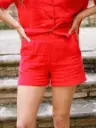 Short THEIS rouge/gaze de coton