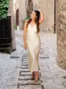 Robe satinée JAHIA jaune 