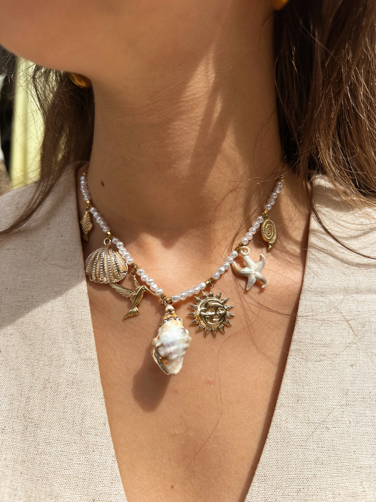Collier STELLA à charms/perle 
