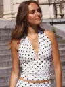 Top SABRINA blanc/pois noirs