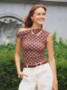Top JULIEN brun/pois blancs 