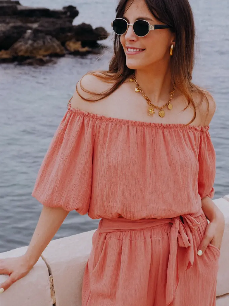 Blouse CASTELLANA brique/doré