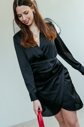 Robe FIFI noire satinée