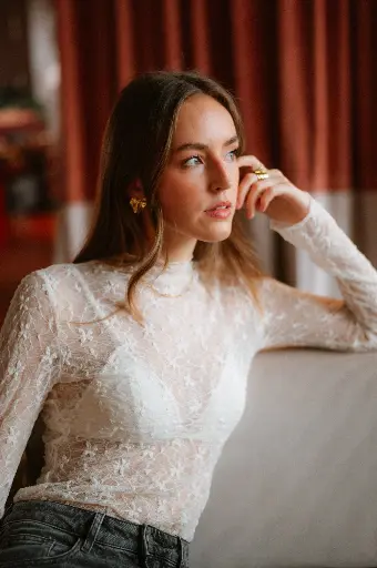 Blouse CHARLINE blanc/dentelle