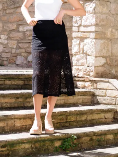 Jupe en crochet SONNIE noire