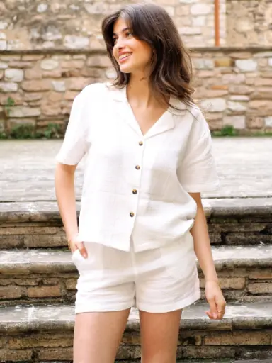Chemise THEIS blanc/gaze de coton