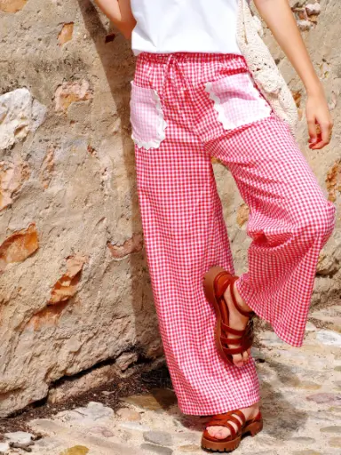 Pantalon GRETA vichy rouge