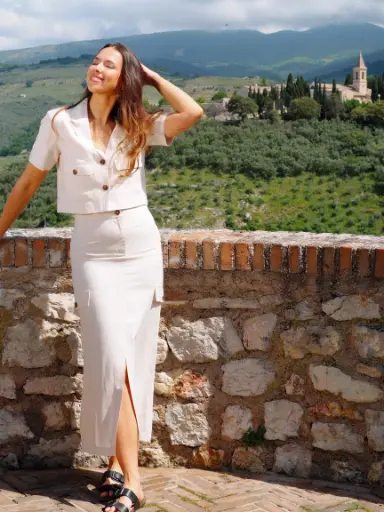 Jupe longue SILVIA beige 