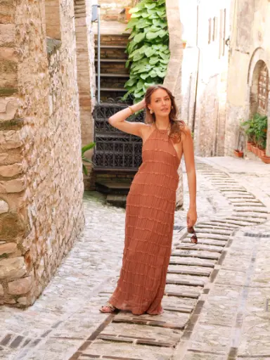 Robe dos nu GIORGIA vieux rose  