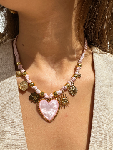 Collier EMPOLI à corde rose