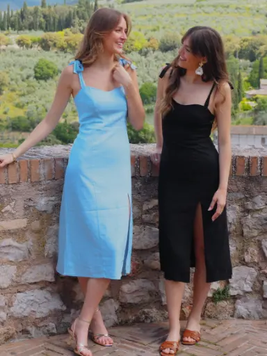 Robe AURELIA noir/lin