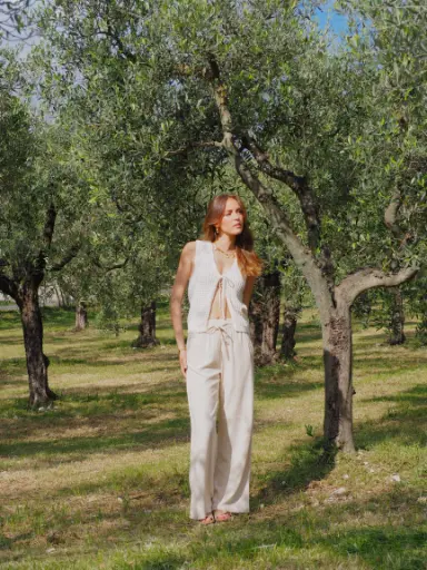 Pantalon SAY beige/lin 