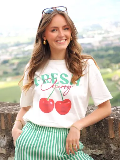 T-shirt FRESH CHERRY blanc 