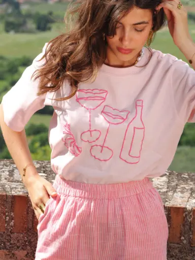 T-shirt CROISSANT rose