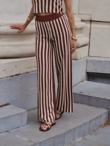 Pantalon ABBY brun/rayé 