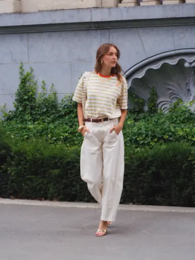Jeans AGATHE blanc cassé