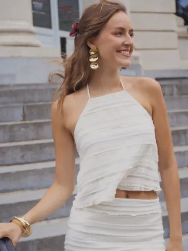 Top ZELIE blanc/crochet