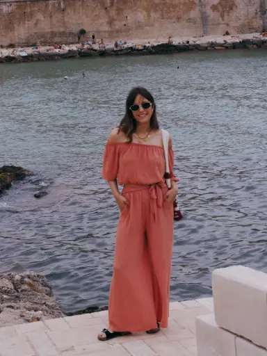 Pantalon CASTELLANA brique/doré