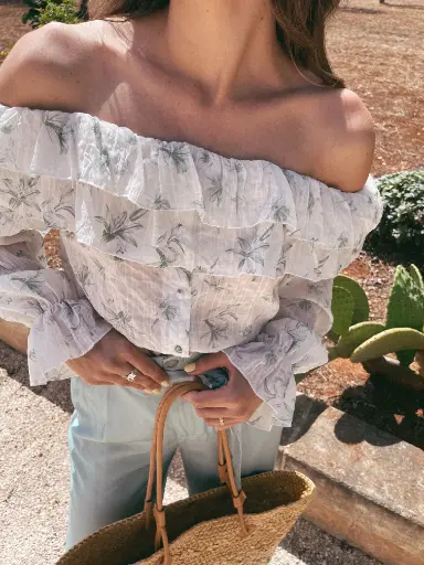 Blouse POSITANO blanc/vert